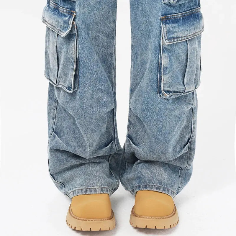 Autumn Men's Baggy Jeans Blue Wide Legs 